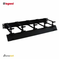 پنل مدیریت کابل لگراند مدل 046570 رک 19 اینچ 1U با بدنه فلزی مشکی و کاور باز