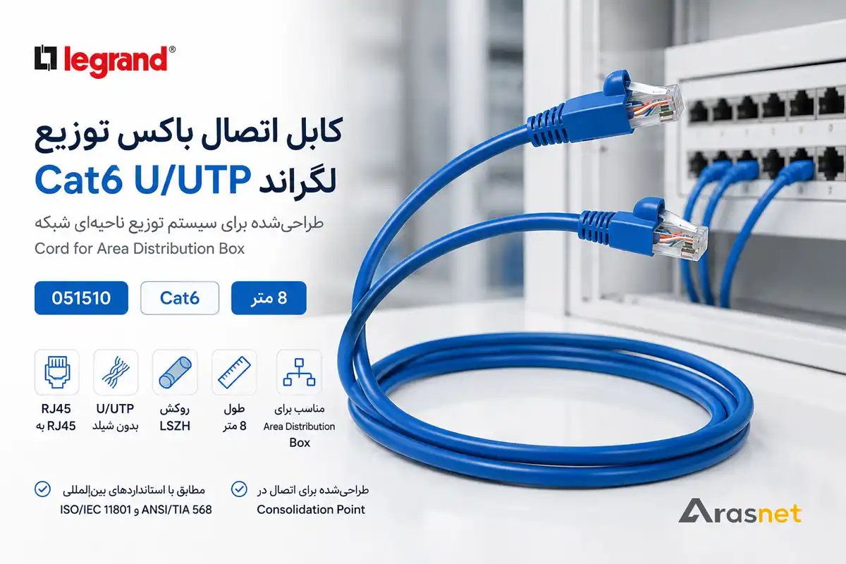 کابل اتصال باکس توزیع لگراند Cat6 UTP طول 8 متر مدل 051510