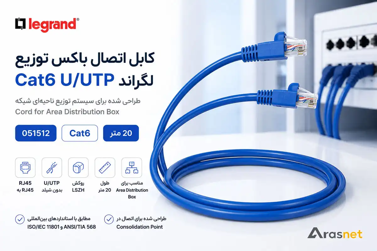 کابل اتصال باکس توزیع لگراند Cat6 UTP طول 20 متر مدل 051512