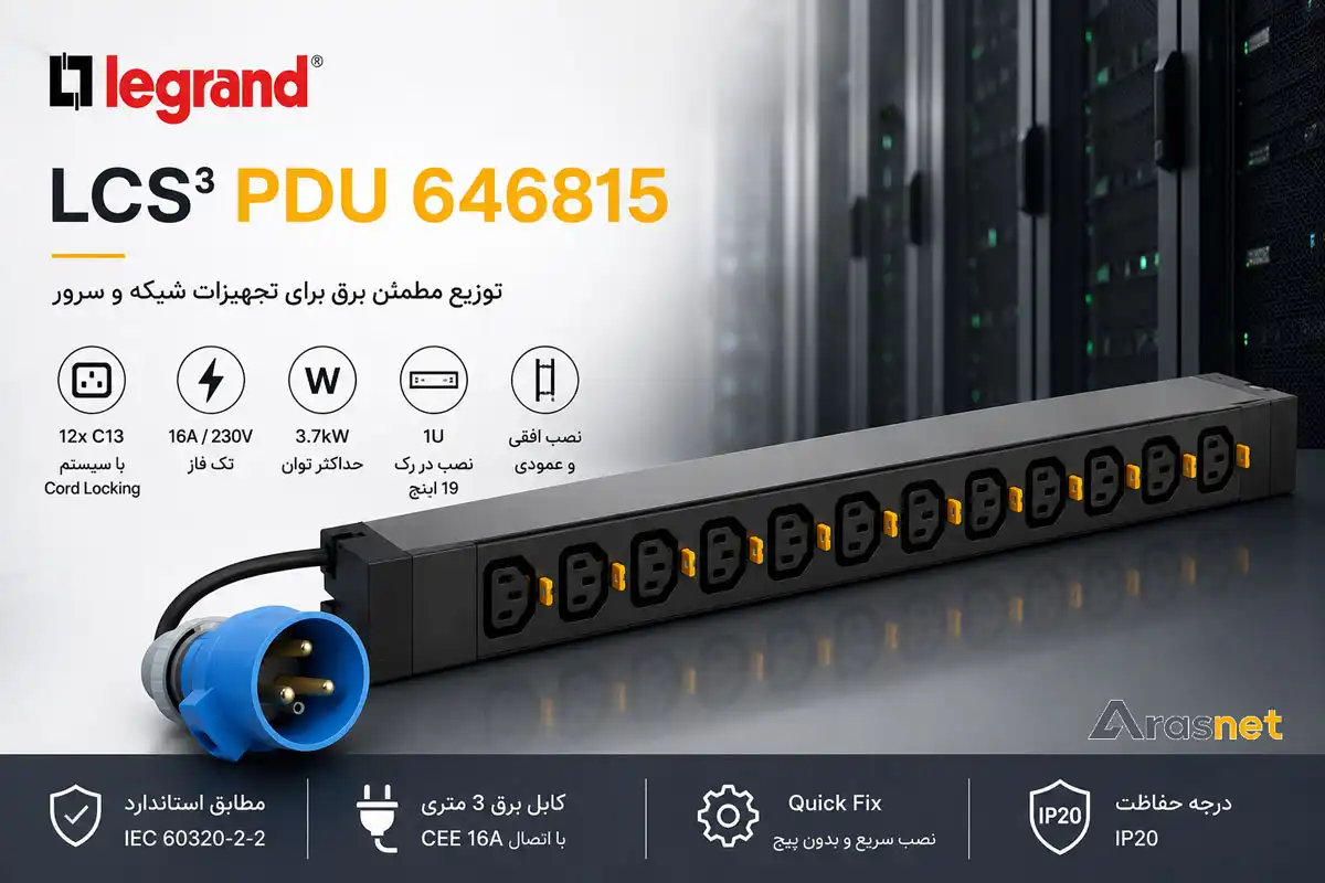 PDU لگراند LCS³ مدل 646815 با 12 خروجی C13 برای توزیع برق تجهیزات رک شبکه و سرور