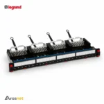 پچ پنل شبکه لگراند Cat6 FTP مدل 033761 از سری LCS3 با 24 پورت RJ45 شیلددار، چهار کست 6 پورتی و نصب در رک 19 اینچ