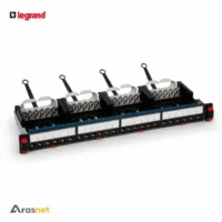 پچ پنل شبکه لگراند Cat6 FTP مدل 033761 از سری LCS3 با 24 پورت RJ45 شیلددار، چهار کست 6 پورتی و نصب در رک 19 اینچ