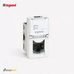 پریز شبکه لگراند Mosaic Cat6A UTP تک ماژول مدل 076571 با پورت RJ45 و درپوش محافظ